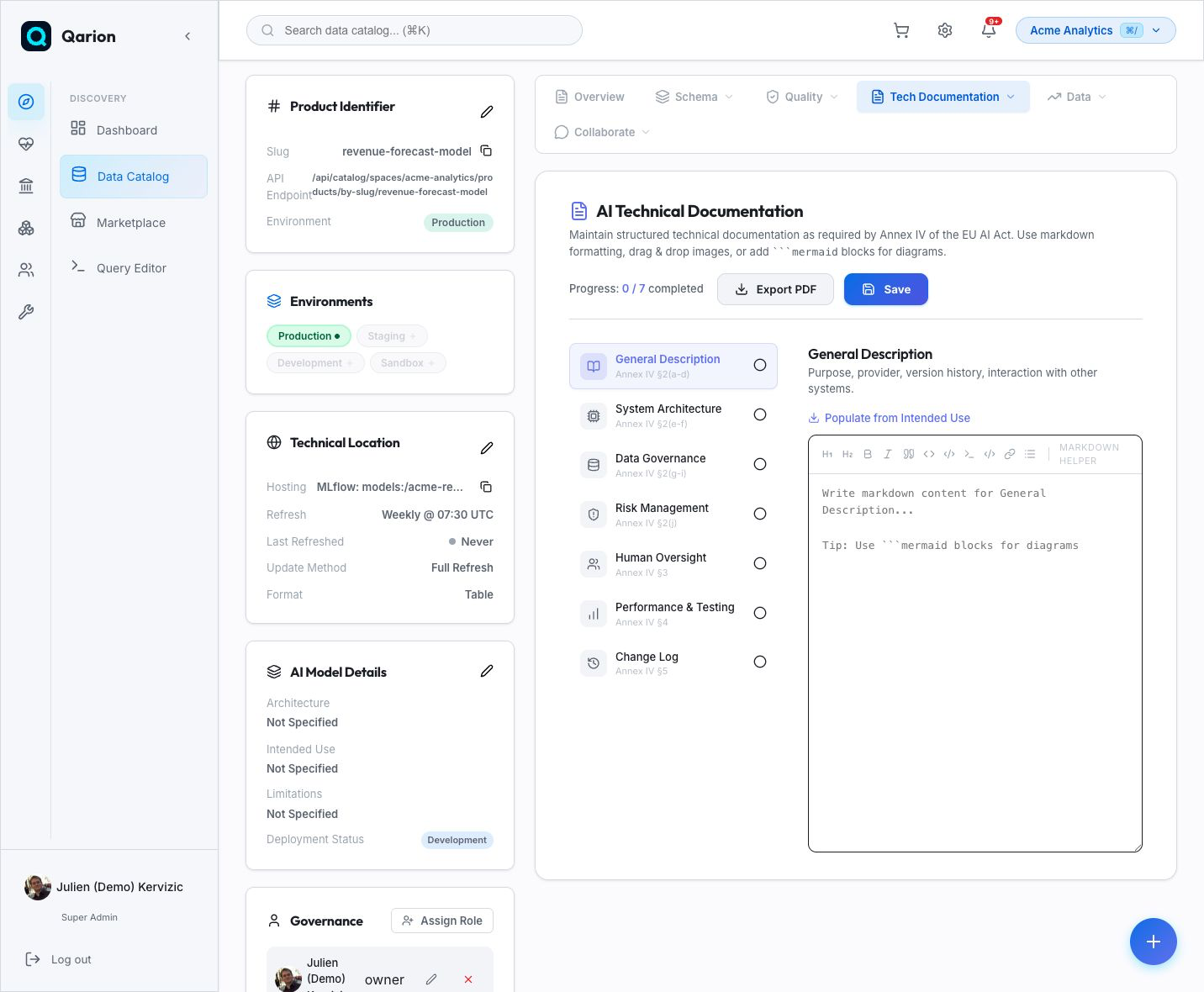 Qarion technical documentation and standards workspace